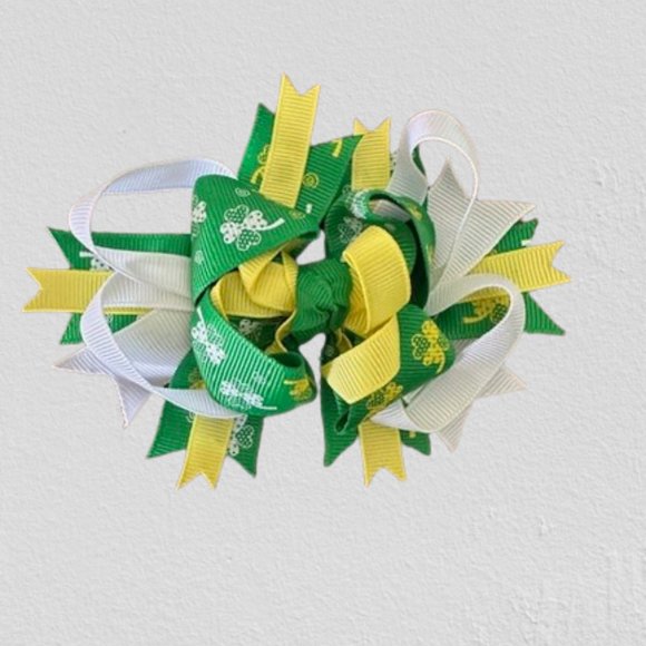 Hand Crafted Other - Green Shamrocks Boutique Deluxe Bow (2)